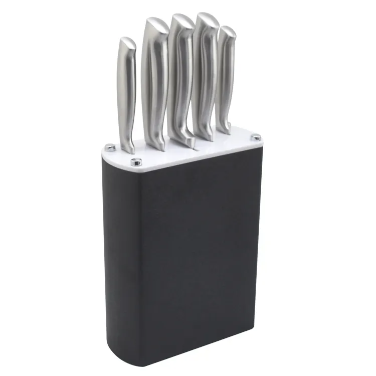 Morden Kitchen Knife Set Stainless steel 5pcs knife with block holder and knife rack
