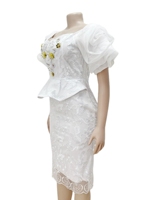 Robe Longue Blanche Africaine Broderie Paillettes 2023 pour Femmes, Robes de Soirée Épaules Découvertes Sexy Moulante