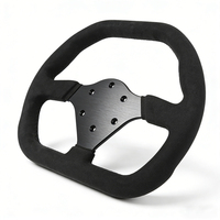 Volant de course en daim 310 mm pour simulateur de course et karts, universel 6 boulons, forme D, fond plat