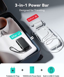 Cargador Portátil <span class=keywords><strong>INIU</strong></span> Todo en Uno, 10000mAh, Ligero, con Enchufe de Pared, Cable Integrado, 30W PD, Ideal para Regalo - Product Image 2