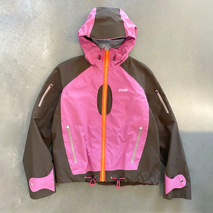 Veste à capuche en nylon ajustable avec logo personnalisé, patchwork, coupe oversize, design tendance, vêtements d'extérieur, coupe-vent - Product Image 1