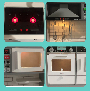 Jouets pour enfants 2023 Nouveau design Grande <span class=keywords><strong>cuisine</strong></span> <span class=keywords><strong>en</strong></span> <span class=keywords><strong>bois</strong></span> électronique blanche pour filles Enfants avec lumières et sons - Product Image 6