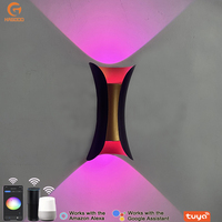 Lampe murale intelligente 9W avec contrôle par application TUYA, contrôle par téléphone, étanche, RGBW, lampe murale décorative LED, lampe murale LED intelligente