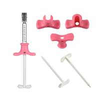 Seringue préremplie de 1 ml avec embout Luer Lock, piston rose et butée de sécurité pour flacons en verre d'acide hyaluronique