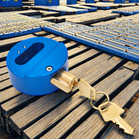 Candado de Seguridad de Alta Calidad, 73MM, Azul, de Aluminio, Diseño Tipo Disco de Hockey, con Llave, para Camiones, Contenedores y Furgonetas, Valor PS70, Cadena de Seguridad