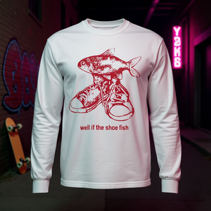 Maglietta a maniche lunghe Well If The Shoe Fish, t-shirt con grafica in stile Y2k - Product Image 3