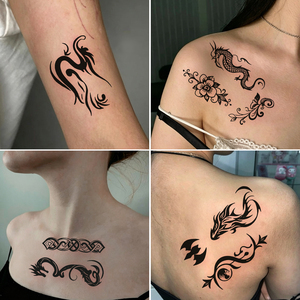 Lot de 20 autocollants de <span class=keywords><strong>tatouage</strong></span> temporaire noir tribal <span class=keywords><strong>dragon</strong></span>, faux tatouages gothiques pour le corps, imperméables et longue durée - Product Image 4