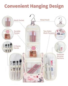 Trousse de Toilette Suspendue pour Voyage, Grande Capacité, Organisateur de Cosmétiques avec Compartiment Humide Anti-Fuite, Sac de Toilette Étanche - Product Image 2