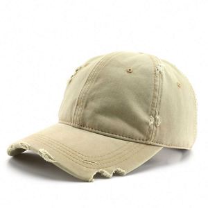 Unisex Fashion Denim Solid Color Baseball Cap with Old Hole Design and Washed Finish for Four Seasons Outdoor <b>Sunscreen</b> Use - Product Image 6