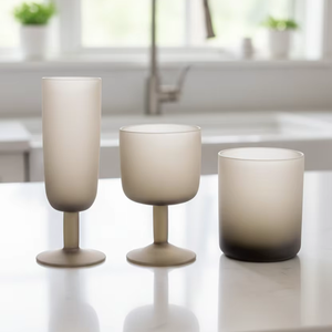 Verre à pied haut et large, vintage, anti-fuite, pour desserts, boissons, café, whisky, cocktails, dégradé de couleurs, givré, à pied court - Product Image 1