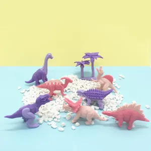 Fabricantes de brinquedos pequenos personalizados engraçados mini plástico macio montar blocos de construção DIY enfeites de brinquedo rosa dinossauro