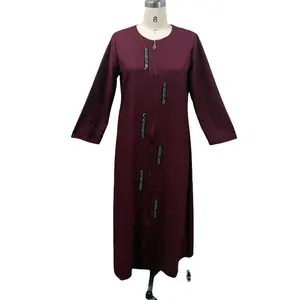 Vestido largo de alta calidad bordado con cremallera cárdigan Toga Turquía Oriente Medio Dubai Sudeste Asiático mujeres musulmanas abaya