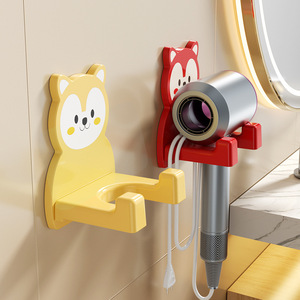 Cartoon Hair Dryer Holder Wall Mounted Punch Free Storage Rack For Bathroom - Product Image 1