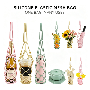 <b>Hot</b> Selling <b>Luxury</b> Eco-Friendly Custom Printed Logo Silicone Handbag for Wine Wrap Cup Coaster & Picnic Mesh Basket - Product Image 4