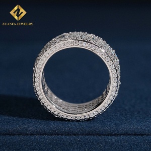 ZUANFA JEWELRY New Arrive Iced Out Micro Setting Wide Eternity Band <b>Ring</b> Custom Moissanite <b>Ring</b> Hip Hop Style <b>Men</b> - Product Image 6