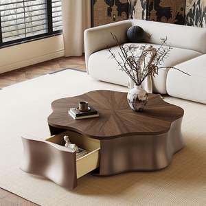 Modern Butterfly Coffee <b>Table</b> Wood Top Petal Shape Design Living Room Furniture - Product Image 4
