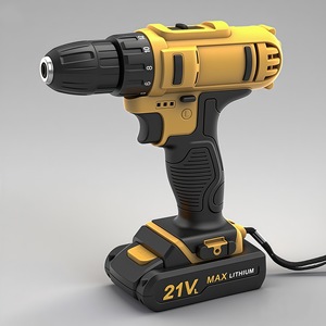 Taladro Inalámbrico Amarillo de 21V Max con Batería de Litio, Mandril sin Llave, Reversible, para Perforar Madera, Metal y Concreto, Herramienta para Bricolaje - Product Image 1