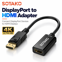 Adaptateur SOTAKO 4K DP vers DP, Mâle vers Femelle, PVC, Plug & Play pour PC, Ordinateur Portable, Moniteur, Téléviseur, HDTV, Projecteur