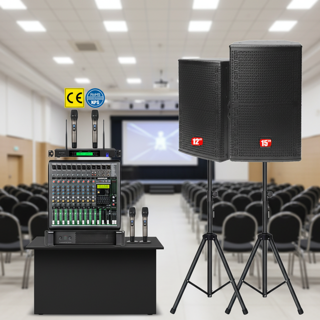Hot-selling Professional Full-Range 15" Active PA Speaker System with 470W Stereo Amplification for Events