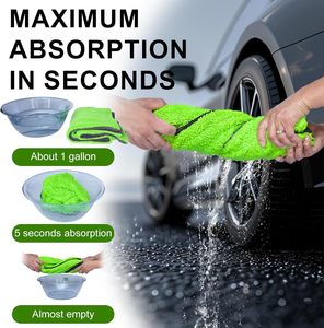 Serviettes de voiture super absorbantes, sans peluches, sans rayures, de couleur verte et noire, 1200 g/m², 1300 g/m², 1400 g/m², 1600 g/m², très vendues, pour voitures <span class=keywords><strong>BMW</strong></span> - Product Image 6