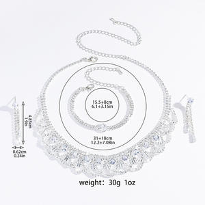 Accesorios al por Mayor, Juego de Collar y Aretes con Pedrería, Impresionante Cadena para Clavícula, Joyería - Product Image 6