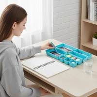 Ensemble d'organisateurs de tiroirs modulaires, boîte de rangement personnalisable et empilable, séparateurs antidérapants multi-tailles pour le maquillage, la cuisine et le bureau
