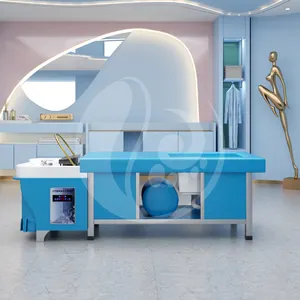 Роскошная мебель для салона тайский спа-центр водотерапия Красота волос из нержавеющей стали синий шампунь педикюр кровать с шкафом для хранения