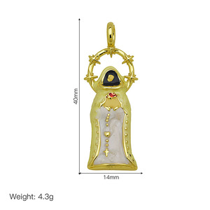 JS2158 Breloques religieuses plaquées or, émail, Vierge <span class=keywords><strong>Marie</strong></span>, Saint Jude, figurines de hommes, pendentifs, breloques pour la fabrication de bijoux catholiques chrétiens - Product Image 3