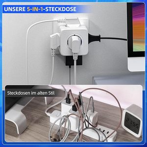 ปลั๊กไฟฟ้าแบบพกพา รุ่นใหม่ ดีไซน์ทันสมัย 5 ช่องเสียบ EU  แบบ Power Cube รองรับกระแสไฟ 16A  ทองแดงคุณภาพสูง ปลั๊กมาตรฐานยุโรป ได้รับการรับรอง KC GS CE - Product Image 3