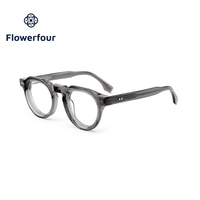 Lunettes Flowerfour FFM3009 noires vintage en acétate pour adultes, monture épaisse pleine, lunettes optiques, montures de lunettes rondes audacieuses