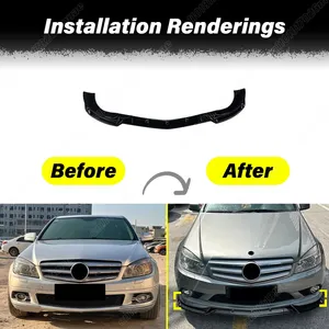สำหรับเมอร์เซเดส เบนซ์ ซี-คลาส W204 AMG Line ปี 2009 2010 ชุดแต่งสปอยเลอร์กันชนหน้ารถยนต์ อุปกรณ์ตกแต่งตัวถัง - Product Image 2