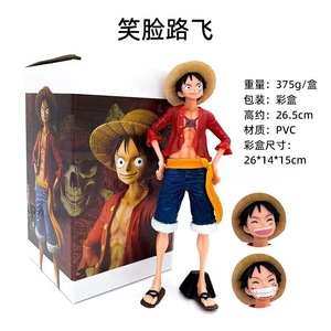 Figurine d'action <span class=keywords><strong>Luffy</strong></span> One Piece de 26 cm, visage <span class=keywords><strong>souriant</strong></span> amovible, en PVC, pour décoration de voiture - Product Image 2