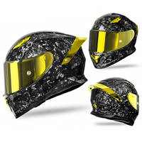 Casque de moto intégral de haute qualité certifié DOT, coque en fibre de carbone, design léger et antichoc, double visière