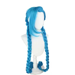 Battle Of The Twin Cities Cos Wig Lol League Of Legends Runaway Lolita Wig 120cm Blue Long Hair Accessories Heat-resis Syn Wigs