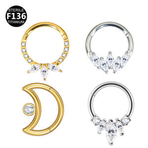 Pendientes de Aro para Nariz con Forma Geométrica de Luna y Ojo de Caballo, de Cristal de Tungsteno F136, para Septum, <span class=keywords><strong>Tragus</strong></span>, Hélix, Joyería para Piercings - Product Image 5
