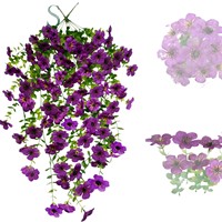 Plantes artificielles violettes suspendues, résistantes aux UV, fausses fleurs en soie avec feuilles d'eucalyptus pour la décoration de la Saint-Valentin