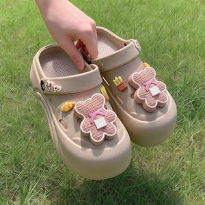 Chaussures de plage pour filles, style collège, été, fleurs, bout rond, semelle épaisse, EVA respirant, antidérapant, pantoufles de bain - Product Image 3