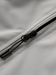 Men's Gray Soft Shell Jacket with Hood Zipper Pockets Waterproof Solid Thin Outdoor Regular Fit All Seasons - Product Image 3