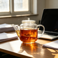 Théière en verre borosilicate de haute qualité 650 ml, résistante à la chaleur, avec infuseur et séparateur, anti-fuite, sans BPA, pour le thé Kung Fu domestique