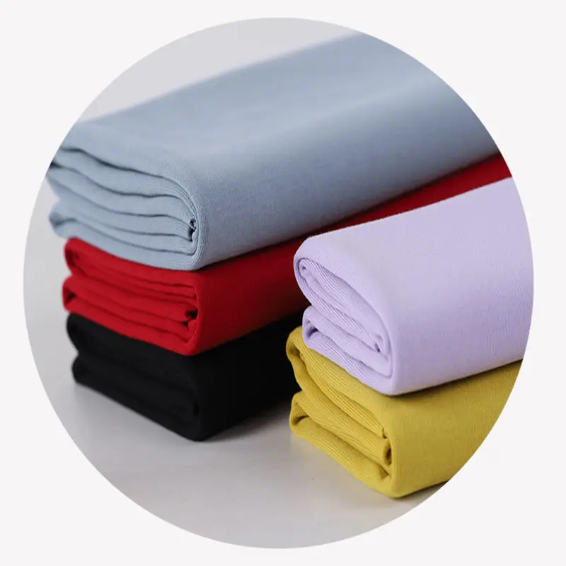 Sutra lembut katun dua sisi pull-up T-shirt kain 260g katun Murni rajutan dua sisi jersey kain dasar pakaian rumah