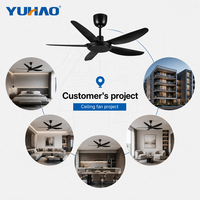 Ventilateur de plafond silencieux BLDC 46/56 pouces sans lumière, avec pales ABS blanches/noires, pour salon, salle à manger, chambre à coucher – Fabrication OEM/ODM