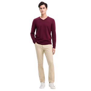 Pulls d'hiver à col en V tricotés à la main pour hommes, chauds, décontractés, doux, en mélange de laine, pull-over OEM ODM, toutes tailles - Product Image 4