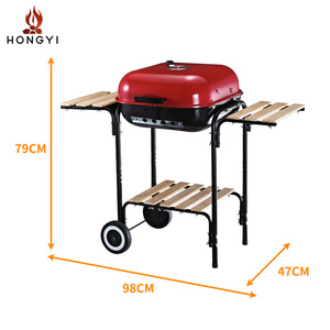 Barbecue au charbon de bois pliable Hongyi pour extérieur avec tables latérales et roues pour le camping et la maison - Product Image 3