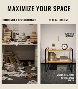 Étagère <span class=keywords><strong>de</strong></span> <span class=keywords><strong>rangement</strong></span> multifonctionnelle à 2 niveaux en bois avec structure métallique pour cuisine, <span class=keywords><strong>salle</strong></span> <span class=keywords><strong>de</strong></span> <span class=keywords><strong>bain</strong></span> ou coiffeuse | |   Étagère à épices - Product Image 3