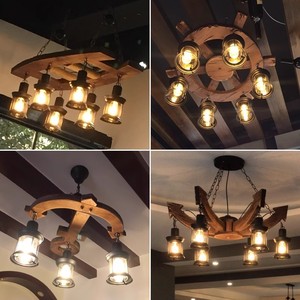 Lampes suspendues en <span class=keywords><strong>bois</strong></span> Farmhouse Lustres <span class=keywords><strong>Luminaire</strong></span> <span class=keywords><strong>Suspension</strong></span> Vintage Kitchen Pendant Lighting - Product Image 4