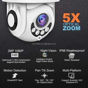 Tự động theo dõi 5x Zoom Ngoài Trời Có dây/không dây PTZ mini <span class=keywords><strong>ip</strong></span> <span class=keywords><strong>camera</strong></span> với tầm nhìn ban đêm con người phát hiện CCTV <span class=keywords><strong>Camera</strong></span> giám sát icsee - Product Image 2