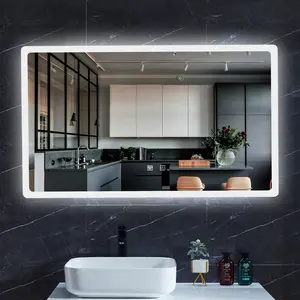 กระจกอาบน้ำLEDแบบไม่เป็นฝ้ากระจกห้องน้ำพร้อมไฟสำหรับโรงแรมฮิลตัน