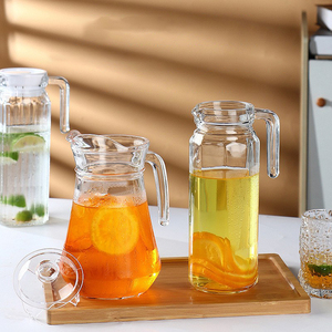 Caraffa in Vetro Trasparente di Grande Capacità per Acqua Fredda, Resistente alle Alte Temperature, Set Domestico con Motivo Glaciale, Design Moderno - Product Image 1