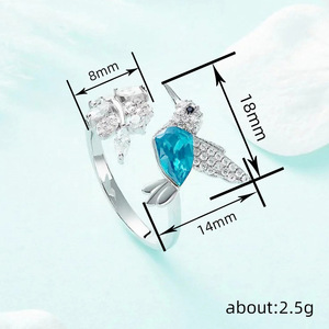 Anello Cocktail Colibrì T0632 in Argento 925 con Moissanite Taglio a Pera e Incastonatura Pavé, per Uso Quotidiano Femminile - Product Image 4