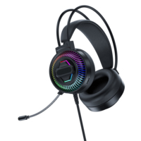 Casque de jeu filaire RGB supra-auriculaire d'entrée de gamme avec haut-parleurs de 50 mm, étanche, pour joueurs/PC